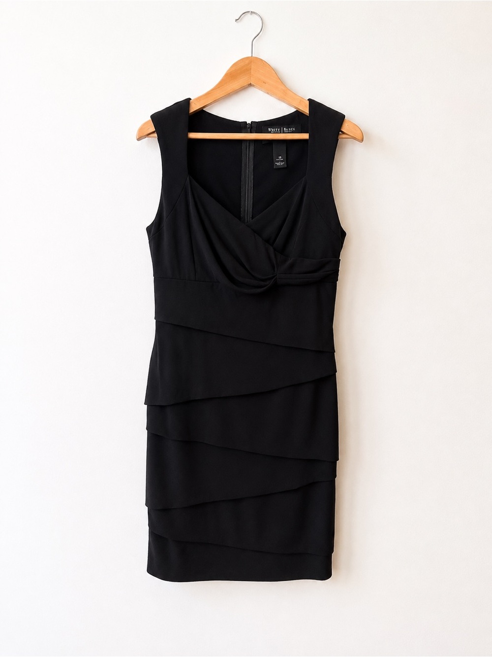 WHBM Black Sleeveless Tiered Sheath Dress Size 10 Little Black Dress